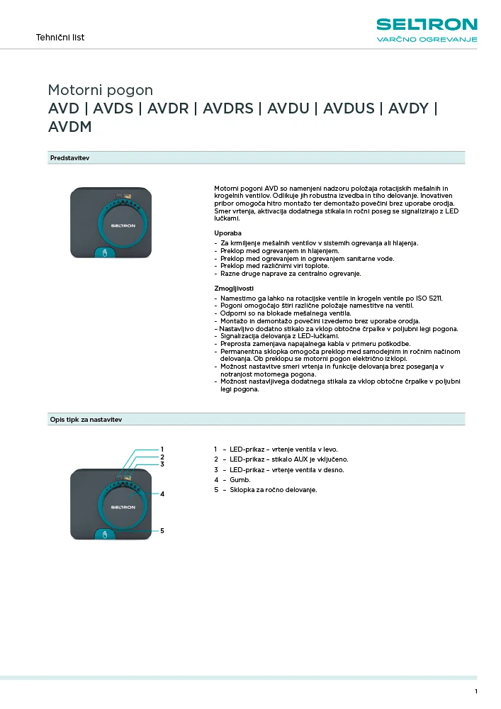 AVD - Tehnični list SL