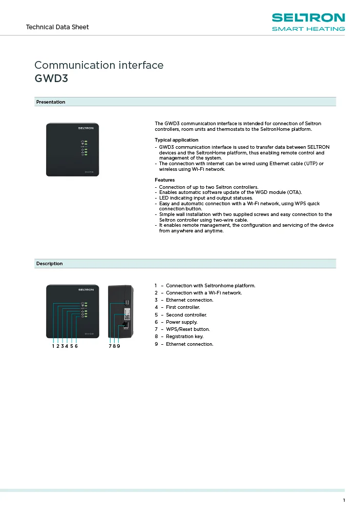 GWD3 - Tehnični list EN