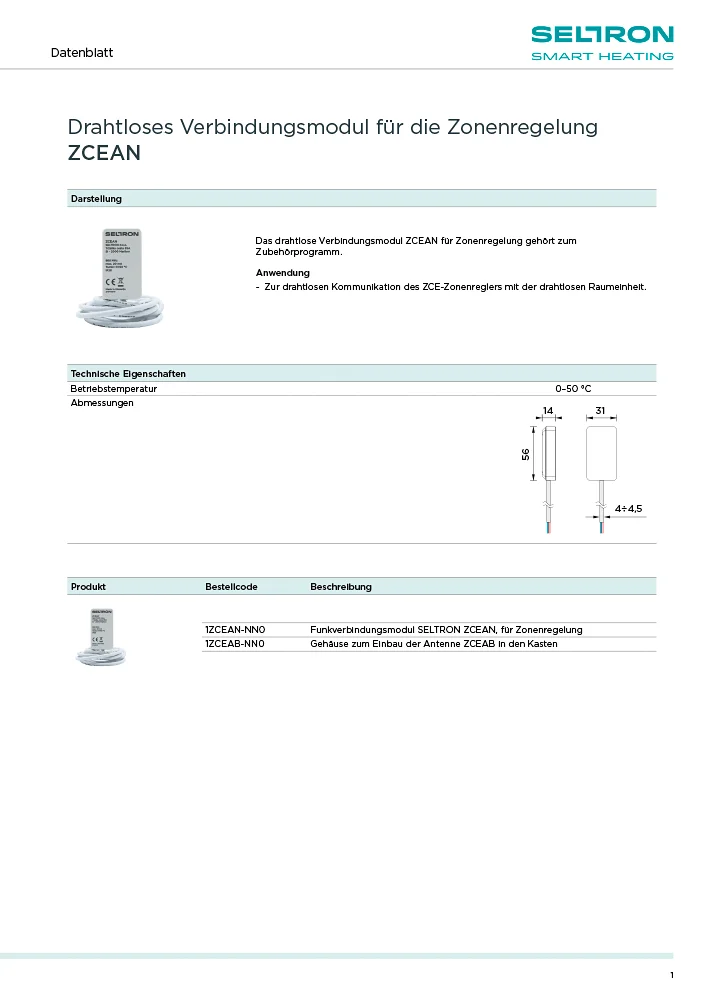 ZCEAN - Tehnični list DE