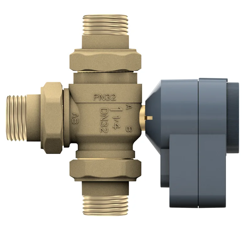 Stellmotor AQD mit vertikalem 3-Wege-Kugelventil BVQC5..L, AUSSENGEWINDE Mit adapter