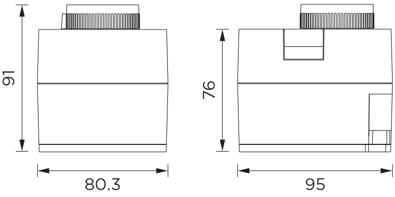 Mere regulatorja AHE20, Dimensions for controller AHE20